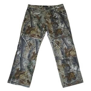 Realtree Camouflage Reinforced Knee Jeans Men's 38x32 (Fits 37x30) Green Brown